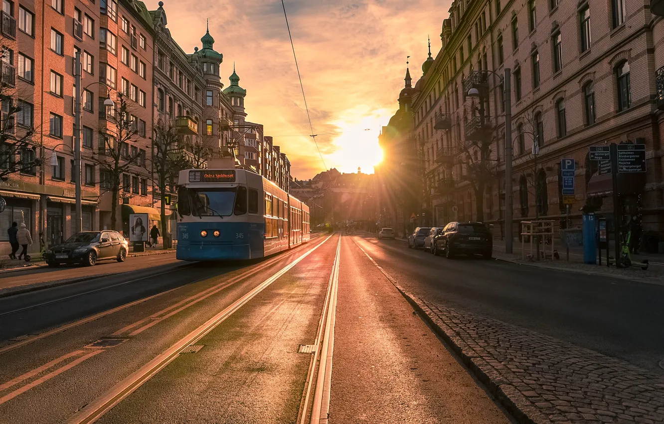 Photo wallpaper tram, Sweden, Gothenburg
