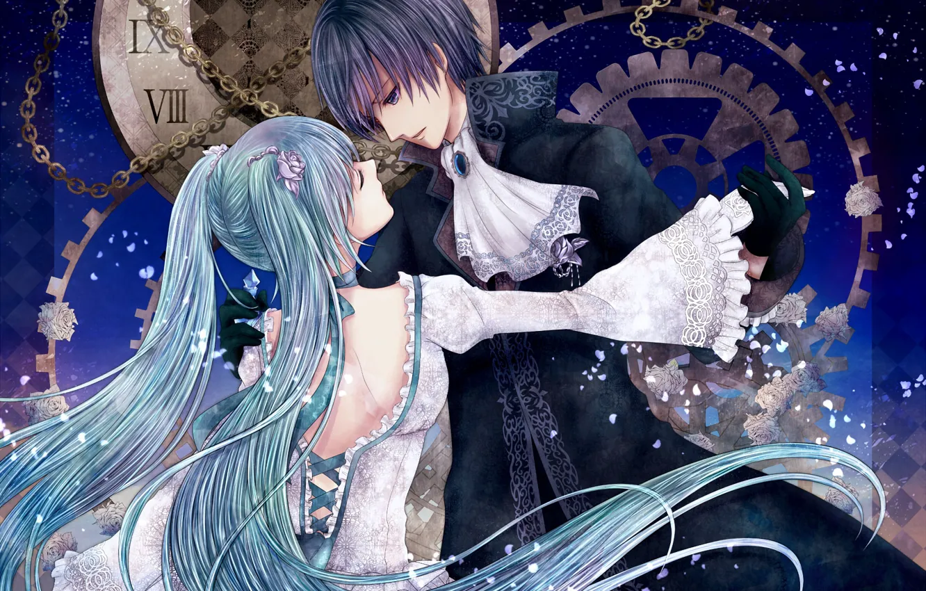 Photo wallpaper dance, pair, guy, vocaloid, Vocaloid, Hatsune Miku, Kaito