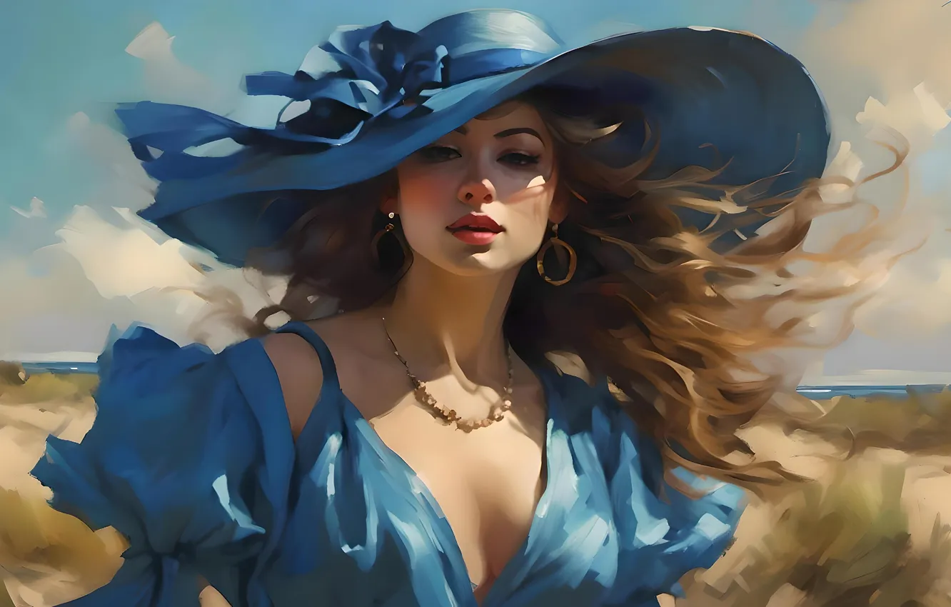 Photo wallpaper look, girl, pose, portrait, AI art, neural network