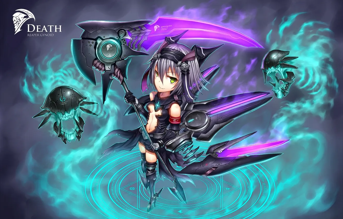 Photo wallpaper look, girl, smile, weapons, magic, art, Gia