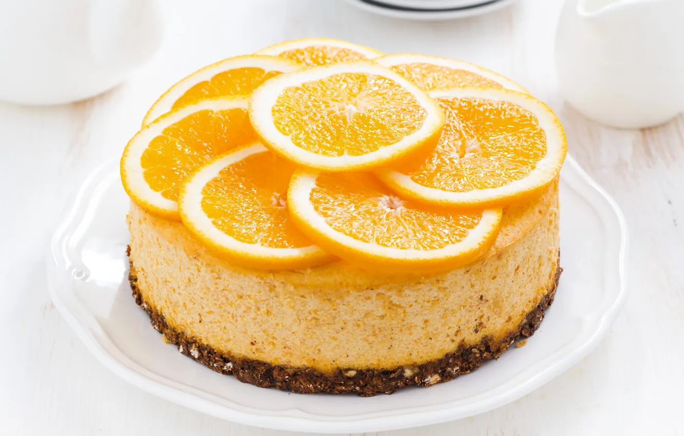 Photo wallpaper oranges, cake, cheesecake