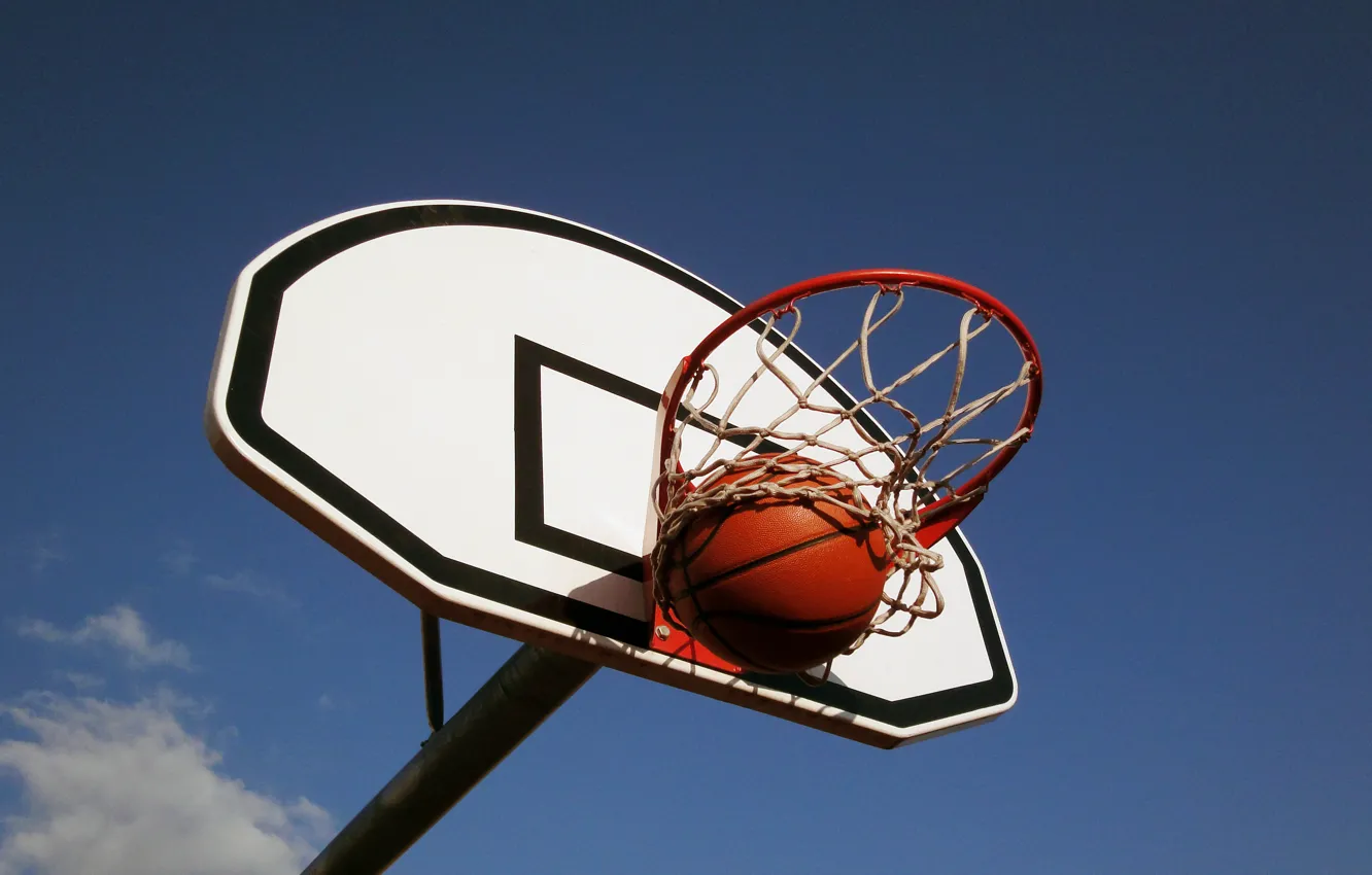 Photo wallpaper the sky, the ball, ring, Basketball, shield