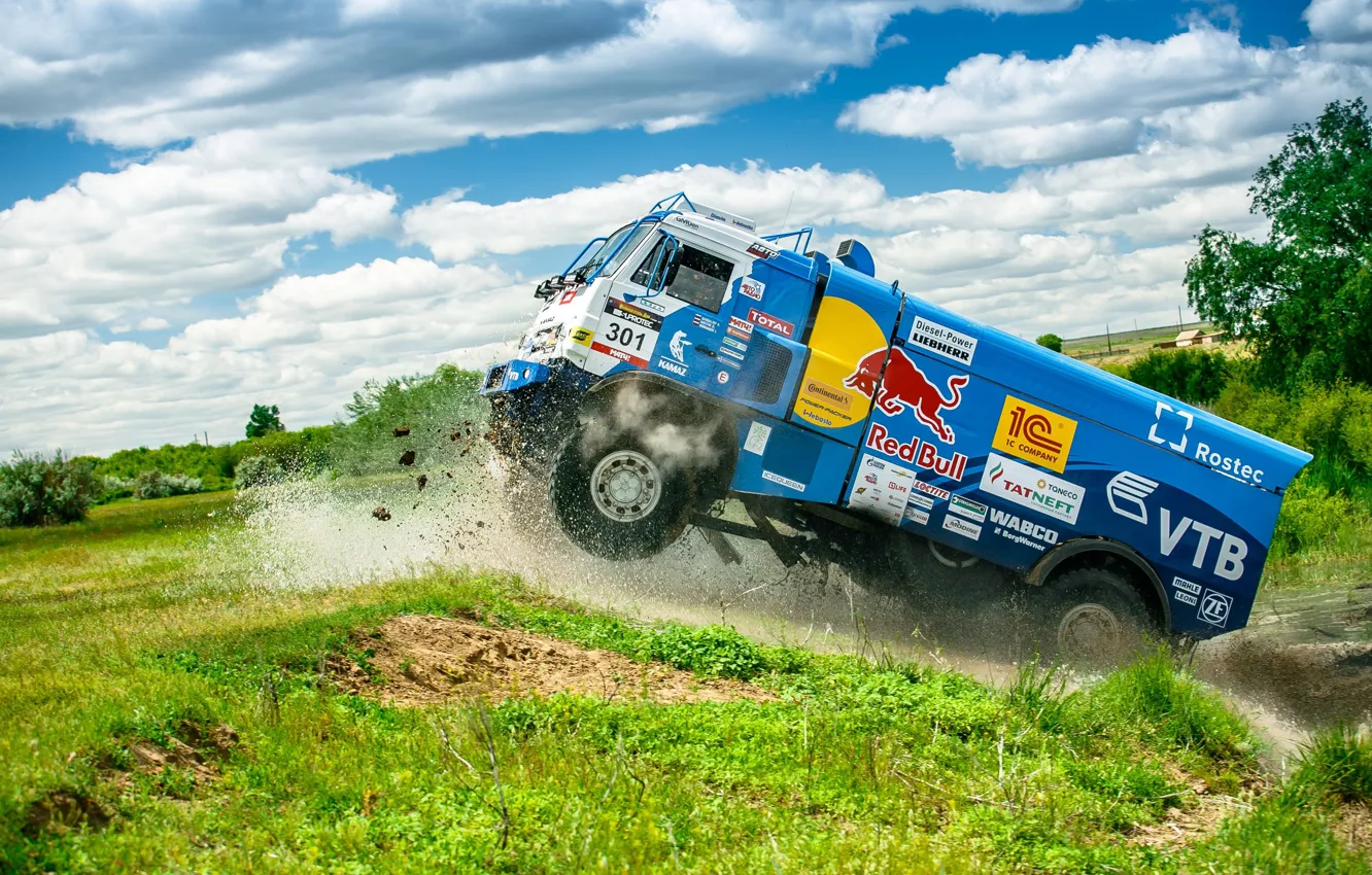 Photo wallpaper Sport, Speed, Truck, Race, Master, Day, Squirt, Russia