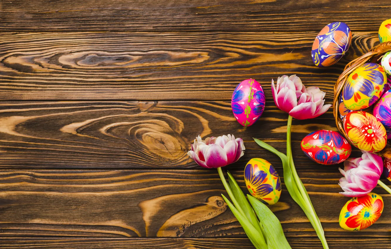 Photo wallpaper flowers, holiday, eggs, Easter