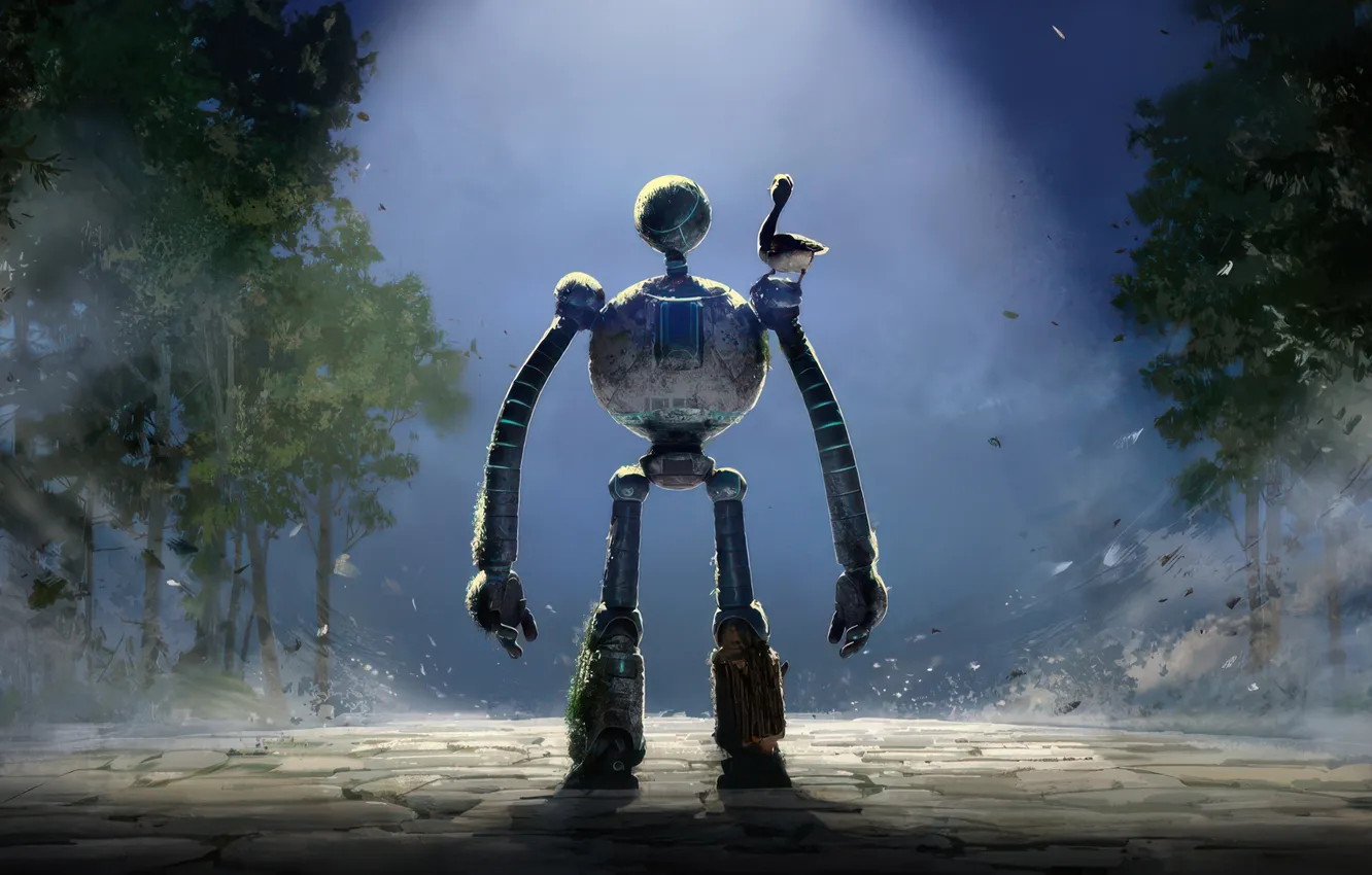 Photo wallpaper robot, duck, The Wild Robot