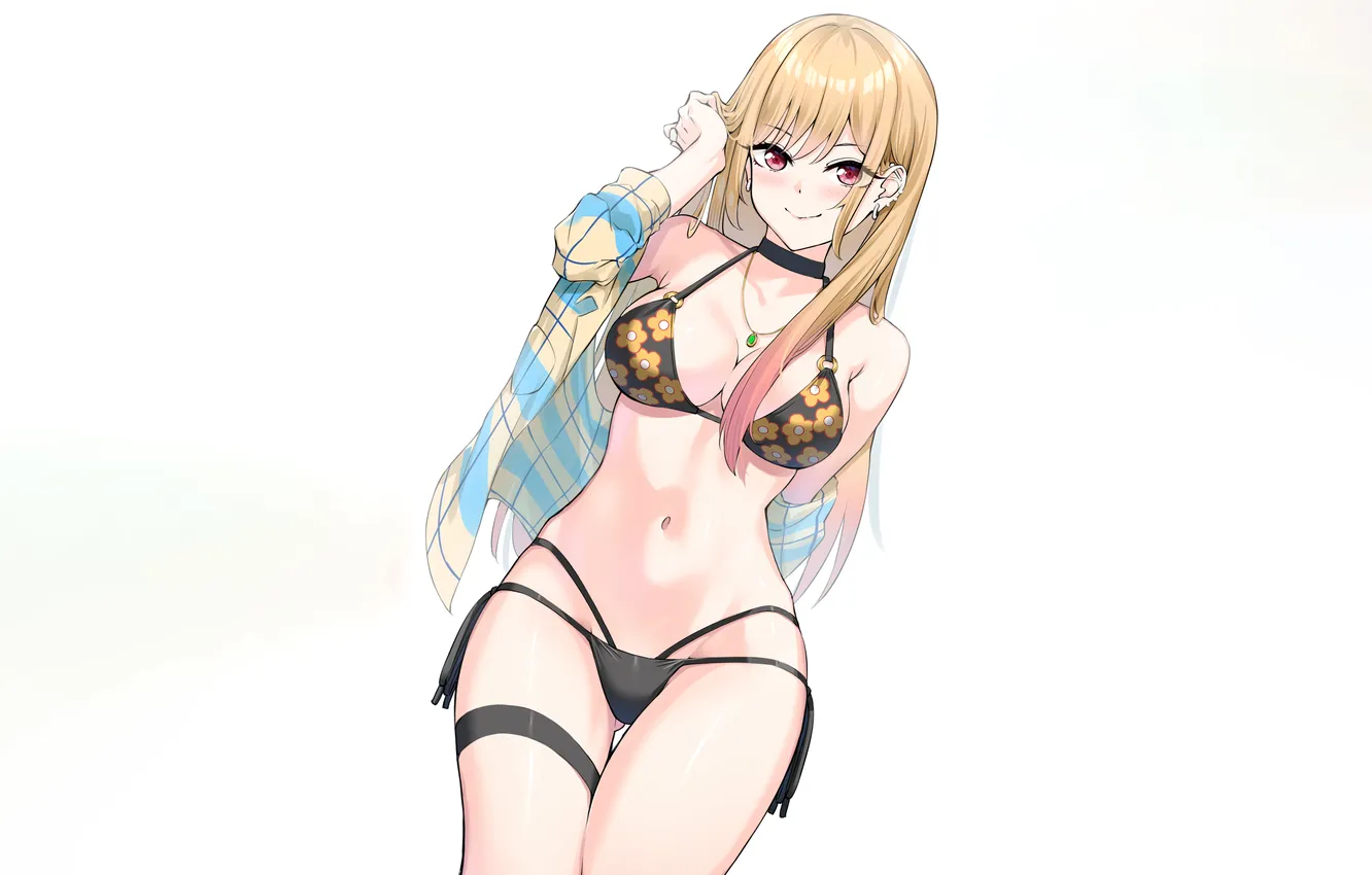 Photo wallpaper girl, sexy, cleavage, long hair, boobs, sexy girl, anime, beautiful