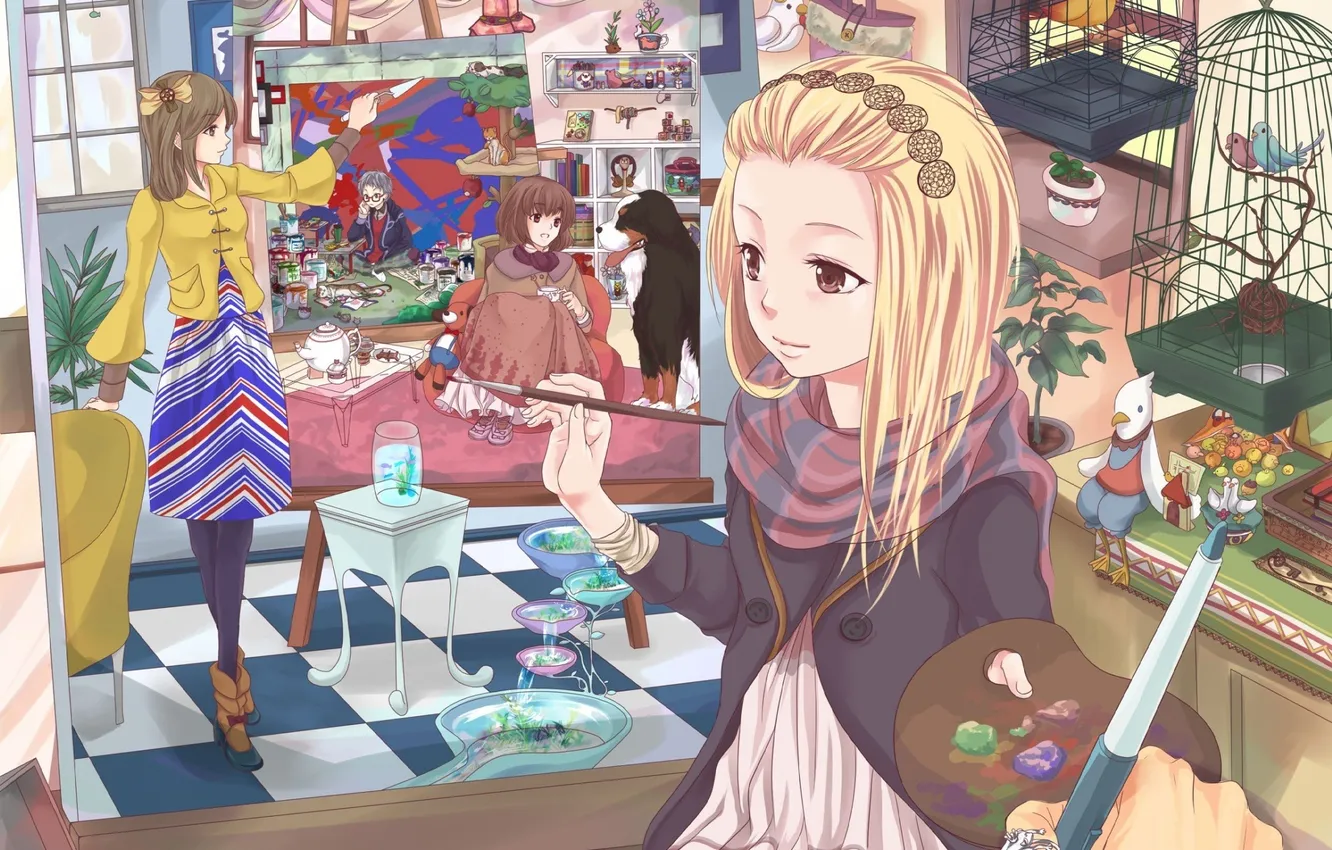 Photo wallpaper paint, picture, anime, girl, creativity, artist