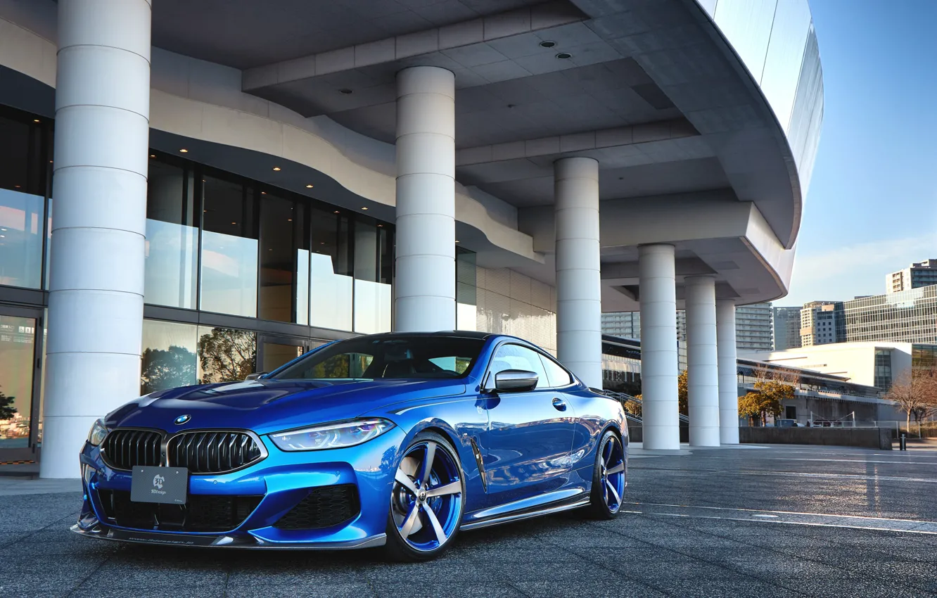 Photo wallpaper BMW, Front, Coupe, blue, xDrive, 3D Design, BMW 8 Series, BMW M850i