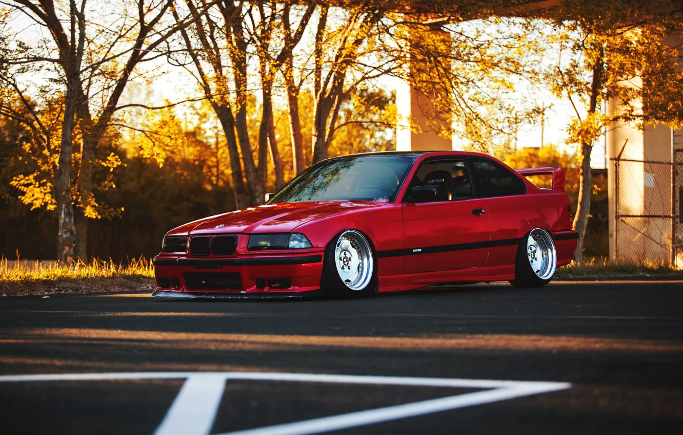 Photo wallpaper auto, tuning, BMW, BMW, red, red, tuning, E36
