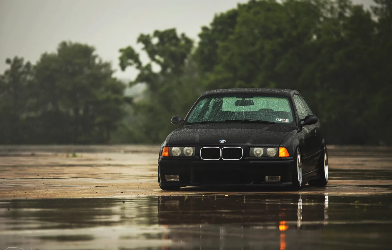 Photo wallpaper rain, BMW, BMW, black, black, E36