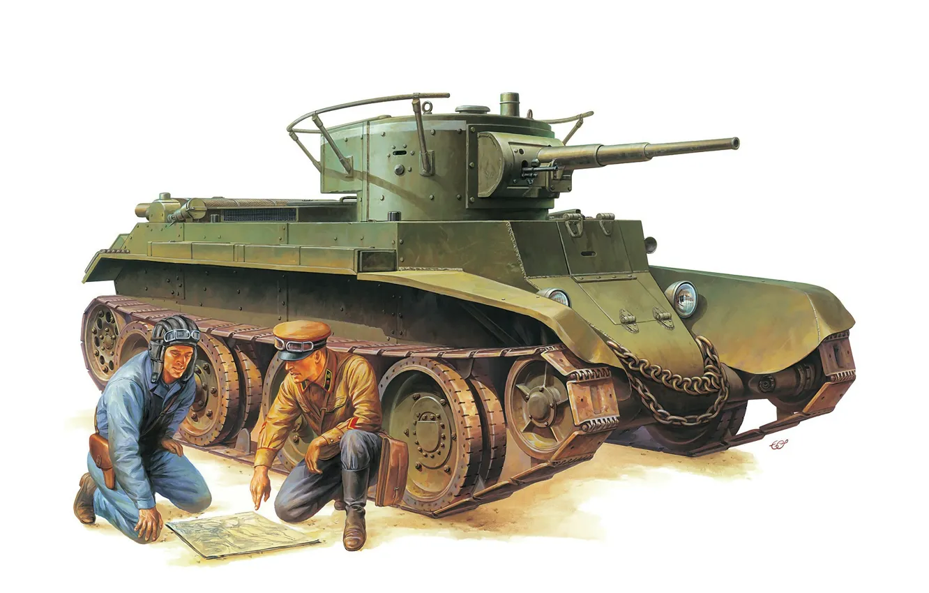 Photo wallpaper figure, tank, Soviet, tankers, easy, BT-7