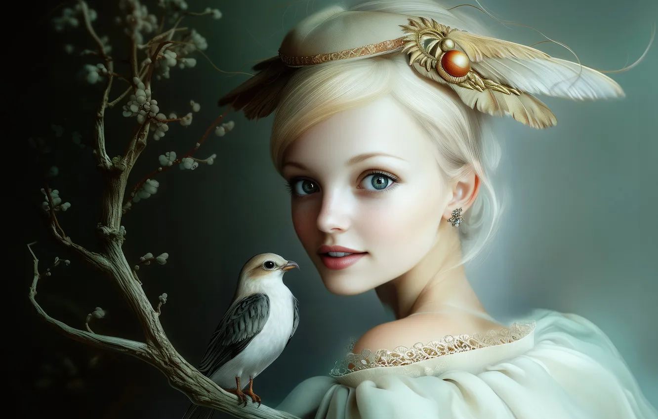 Photo wallpaper look, girl, image, AI art, neural network