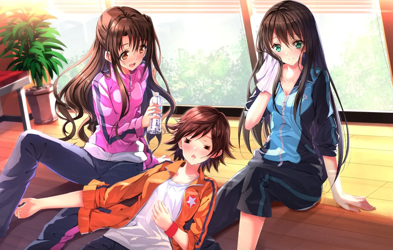 Photo wallpaper look, girl, flowers, stay, window, blush, art, idolmaster