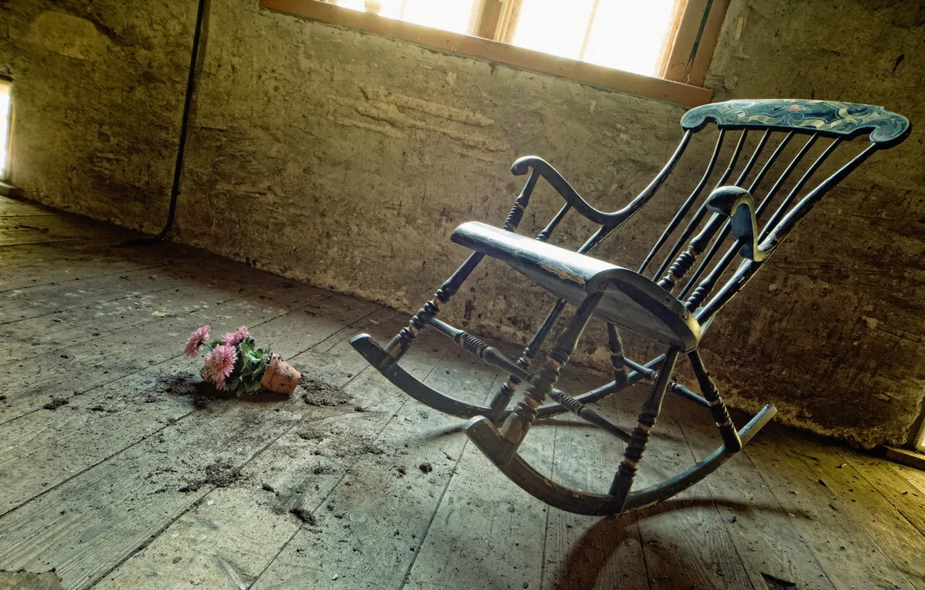 Photo wallpaper flowers, room, chair