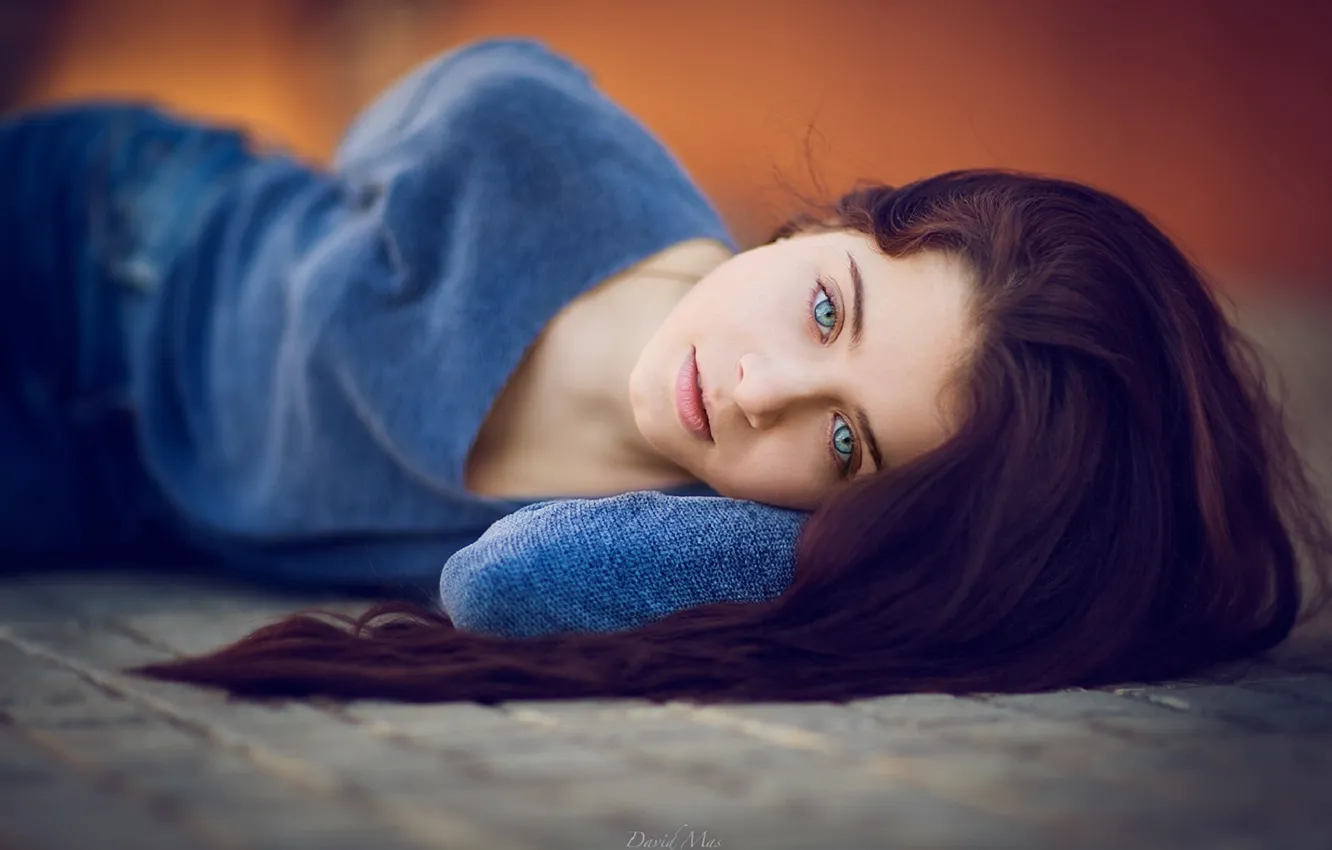 Photo wallpaper look, girl, lies, DAVID MAS