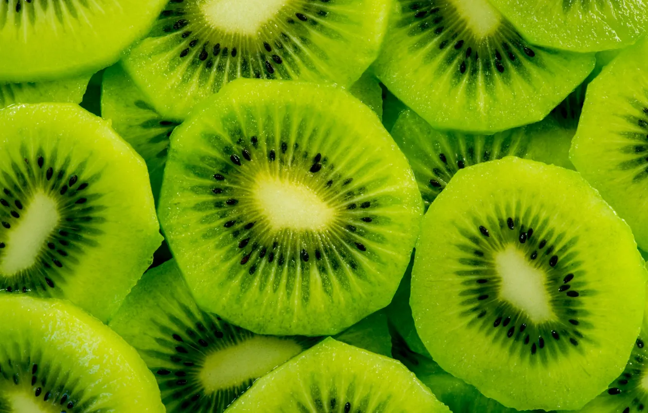 Photo wallpaper macro, food, kiwi, fruit