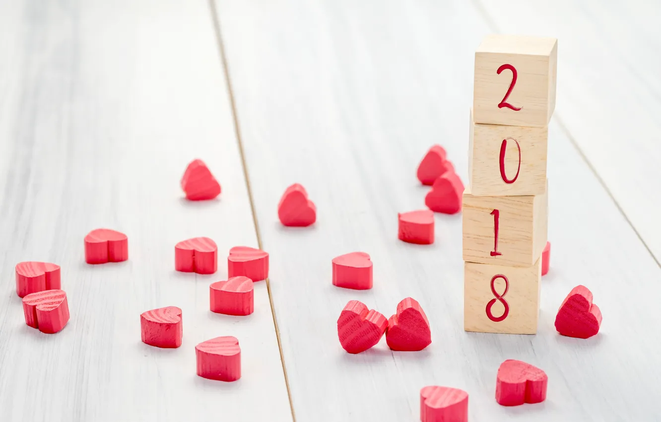 Photo wallpaper holiday, cubes, hearts, Valentine's day