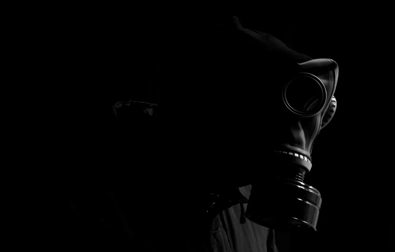 Photo wallpaper background, shadow, gas mask