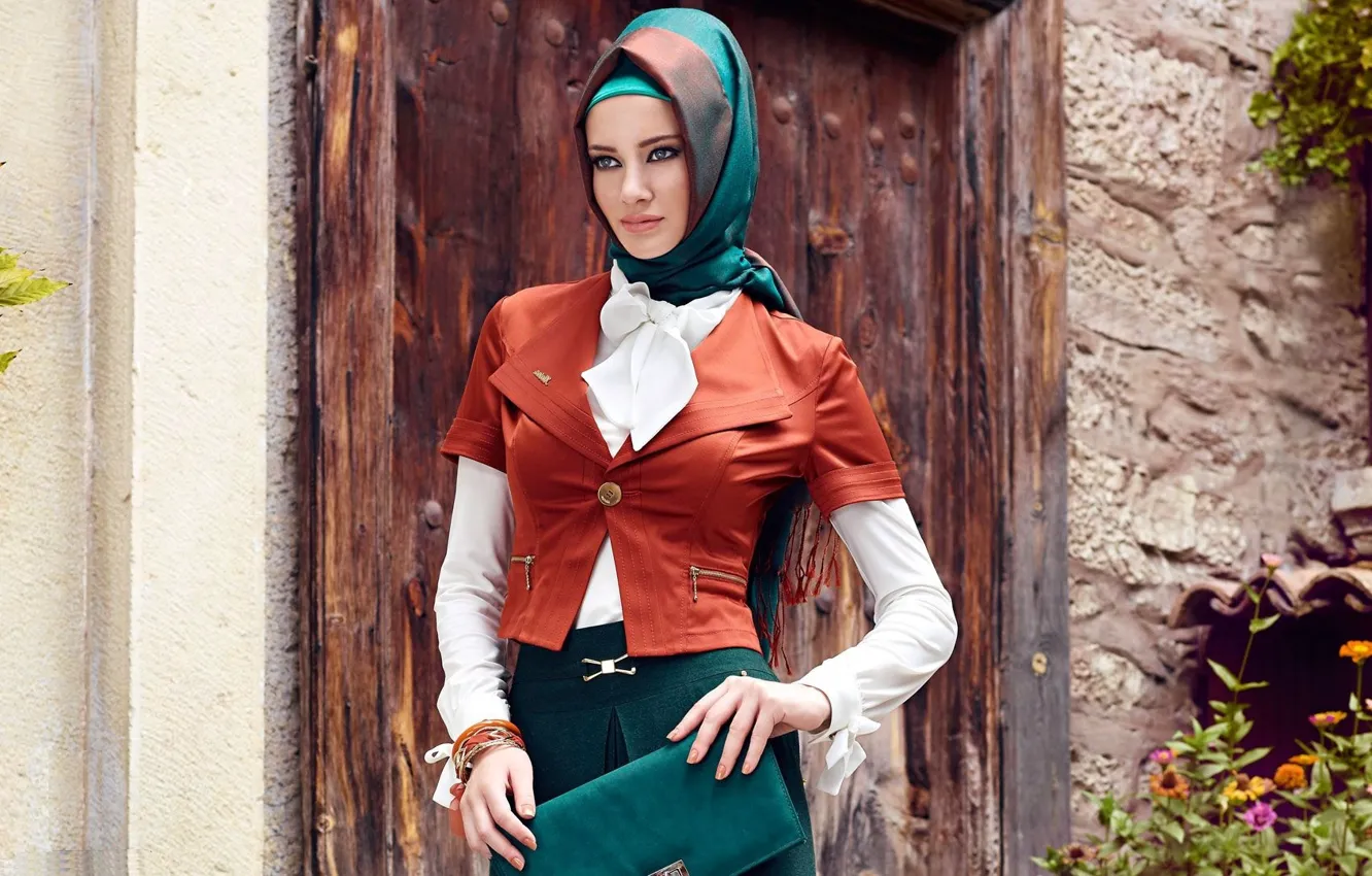 Photo wallpaper modern hijab clothing, Turk, girl. model