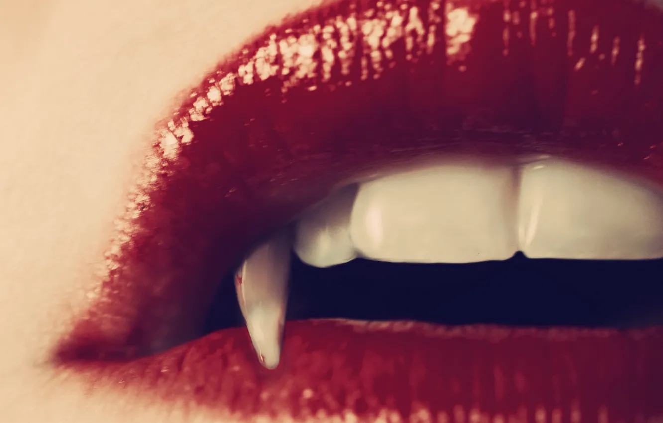 Photo wallpaper teeth, lips, fangs