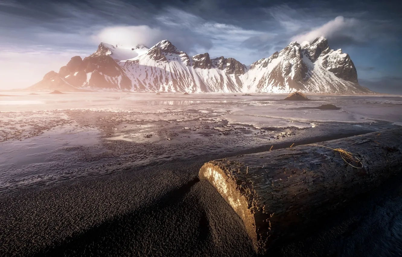 Photo wallpaper light, morning, Iceland, Vestrahorn