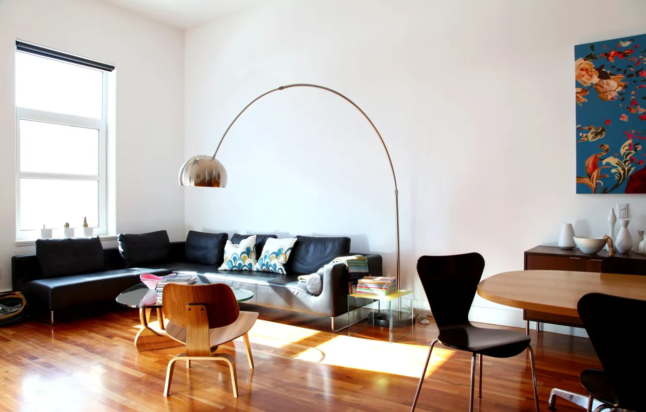 Photo wallpaper design, room, sofa, furniture, lamp, chairs, interior