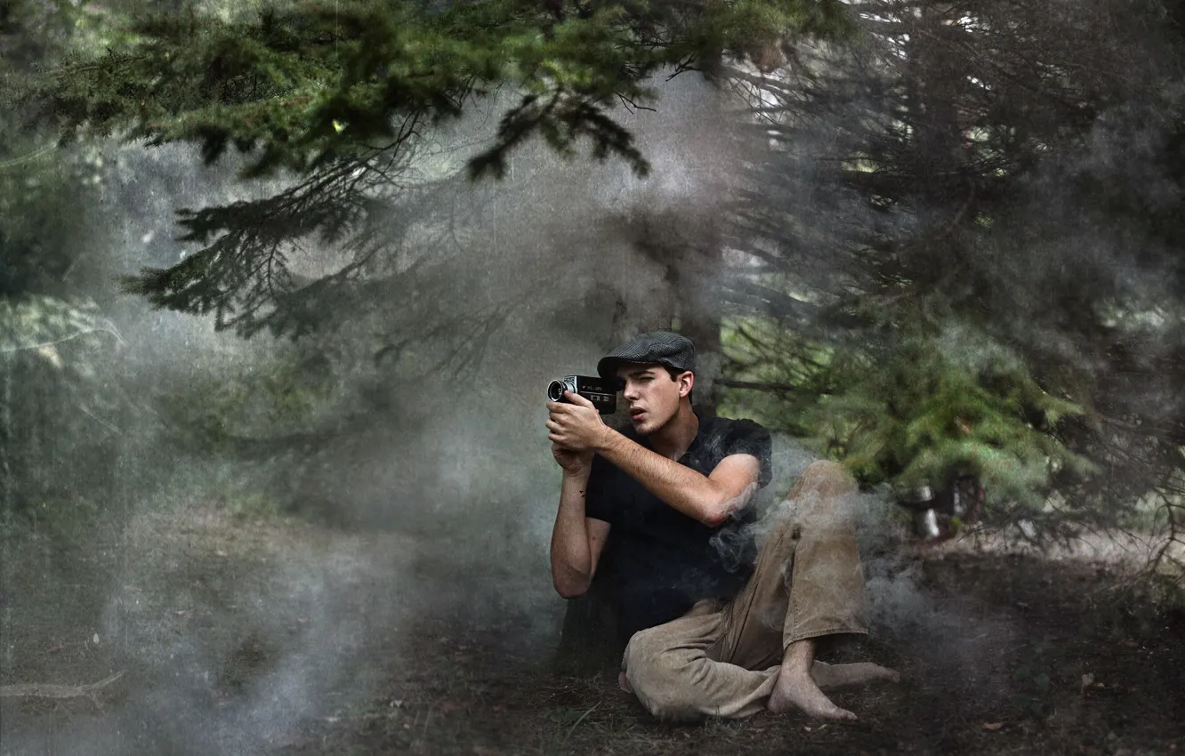 Photo wallpaper forest, style, cameras, male