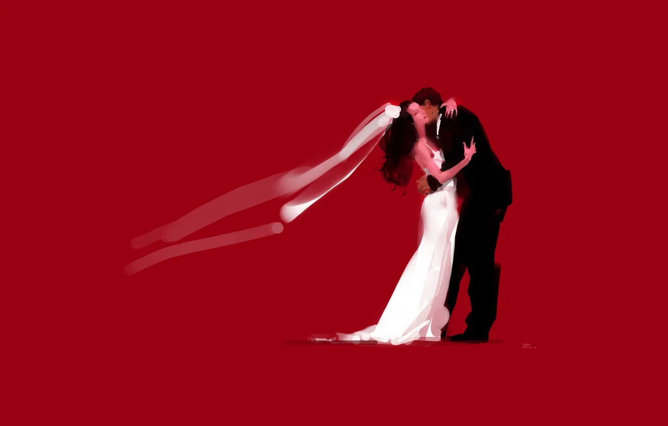 Photo wallpaper hugs, the bride, veil, the groom