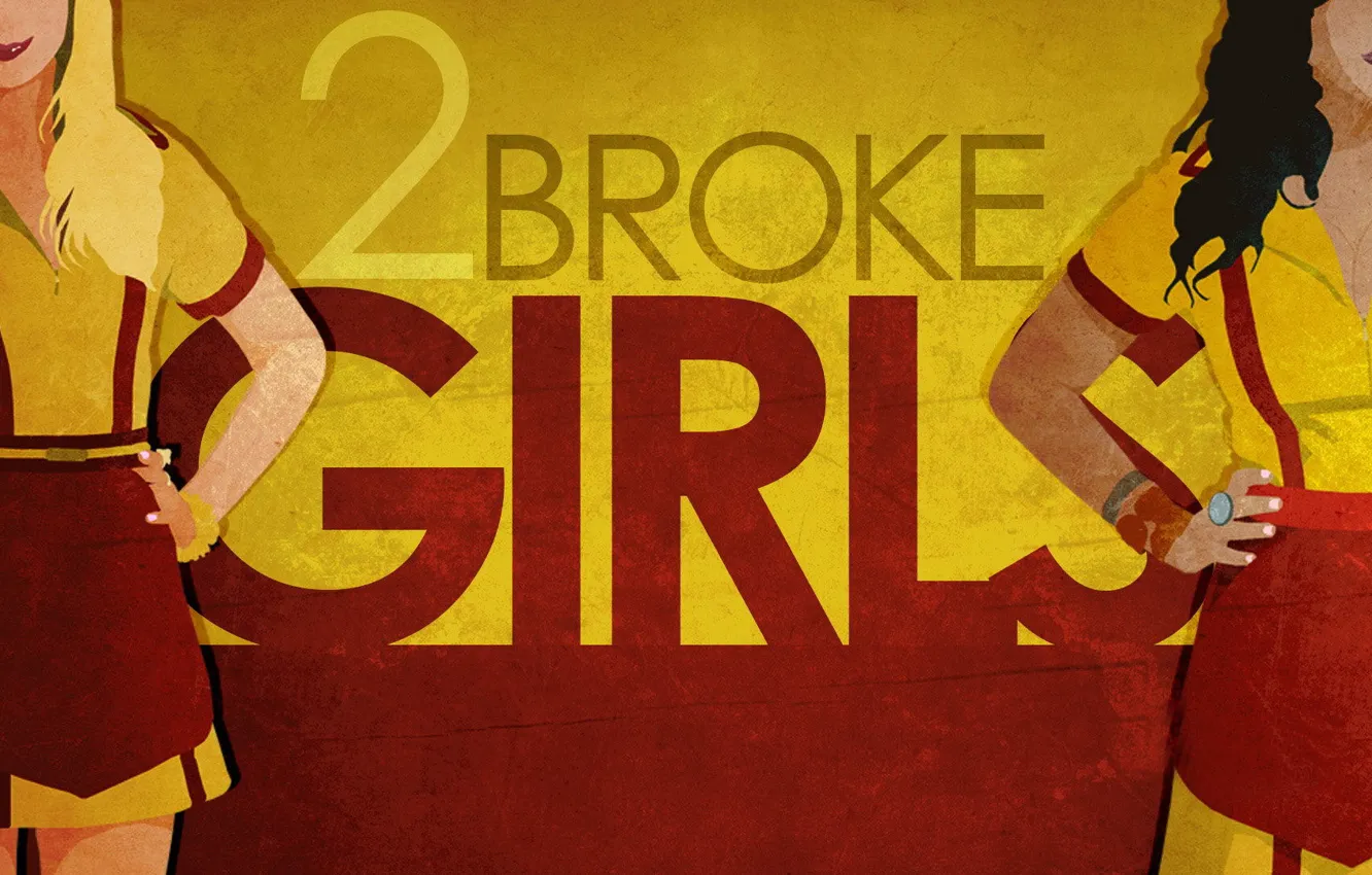 Photo wallpaper chest, brunette, blonde, friend, 2 Broke Girls, two broke girls, ofitsiantki, two girls without a …
