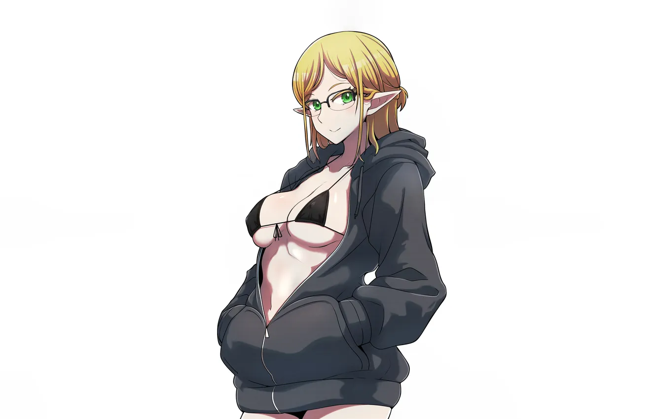 Photo wallpaper girl, sexy, cleavage, green eyes, long hair, boobs, sexy girl, anime