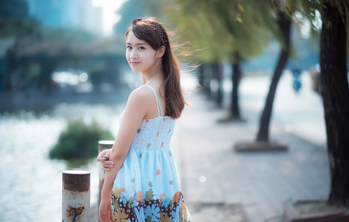 Photo wallpaper girl, pose, Asian