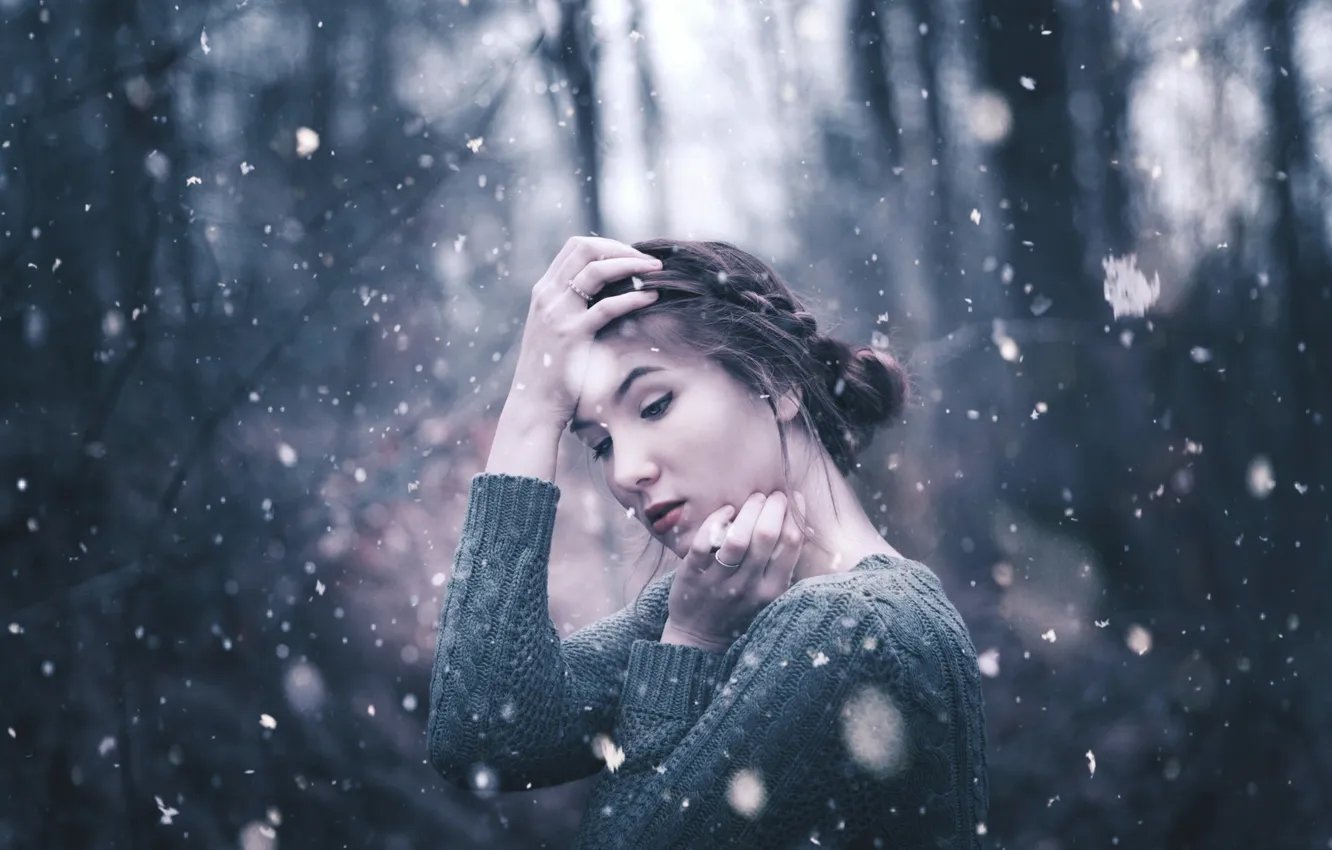 Photo wallpaper look, girl, background, portrait