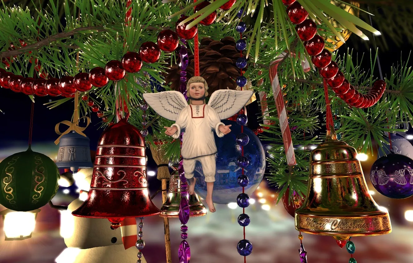 Photo wallpaper toy, tree, angel