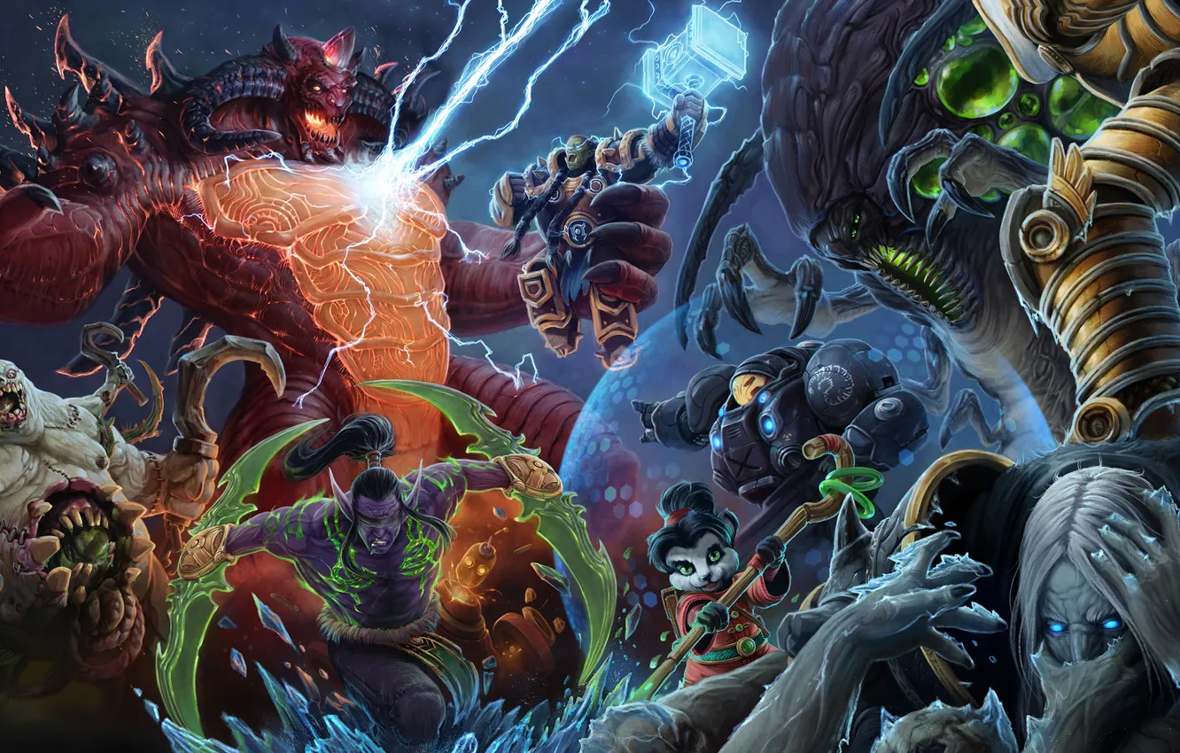 Photo wallpaper starcraft, diablo, warcraft, Thrall, Heroes of the Storm, illidan stormrage, Stitches, Li Li