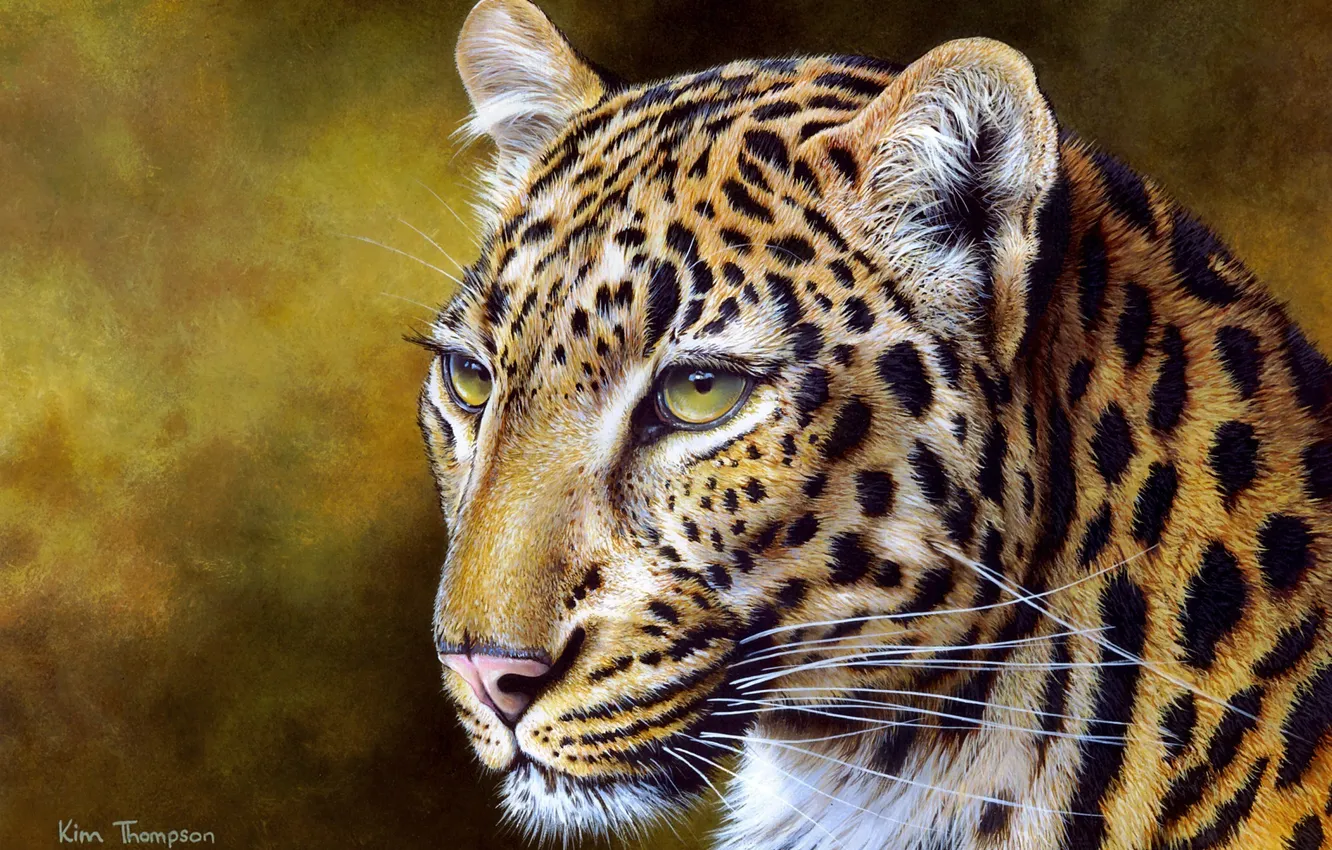 Photo wallpaper leopard, painting, Kim Thompson