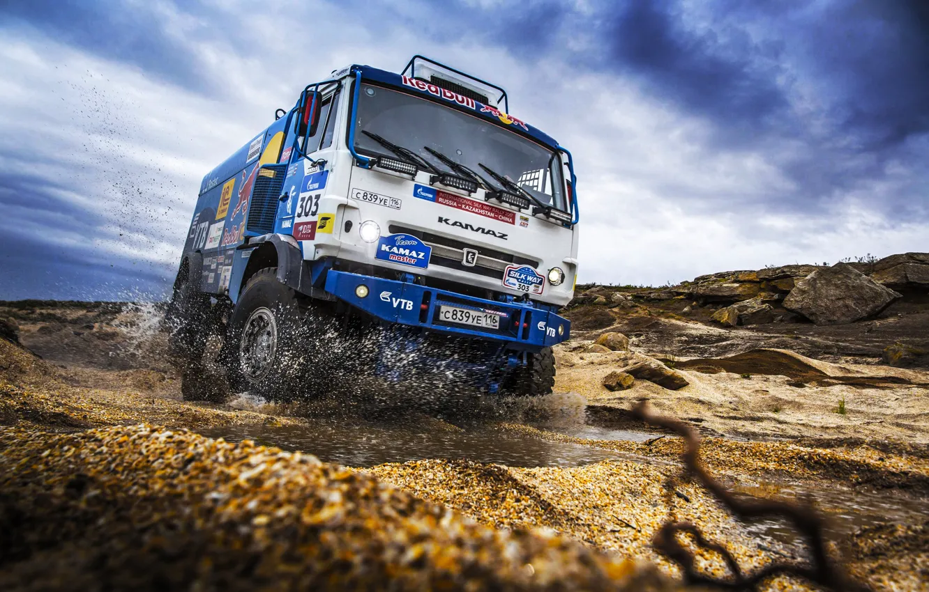 Photo wallpaper The sky, Sport, Speed, Truck, Race, Master, Squirt, Russia