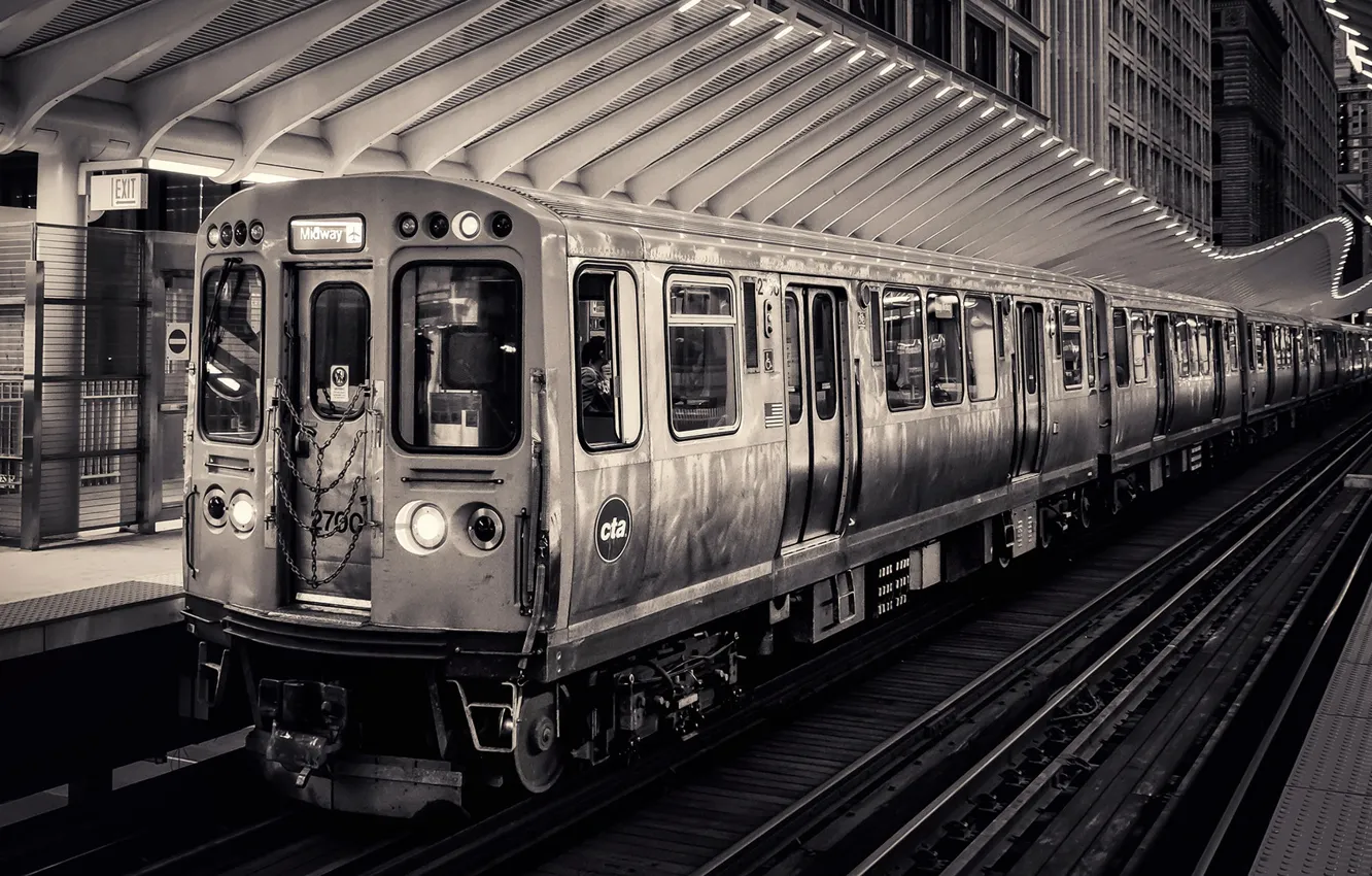 Photo wallpaper metro, Station, Chicago, USA, Washington/Wabash