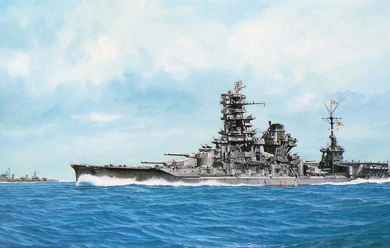 Photo wallpaper ship, art, Navy, military, battleship, Japanese, battleship, WW2