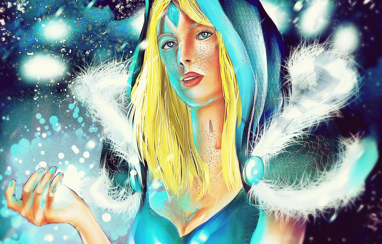 Photo wallpaper girl, snow, frost