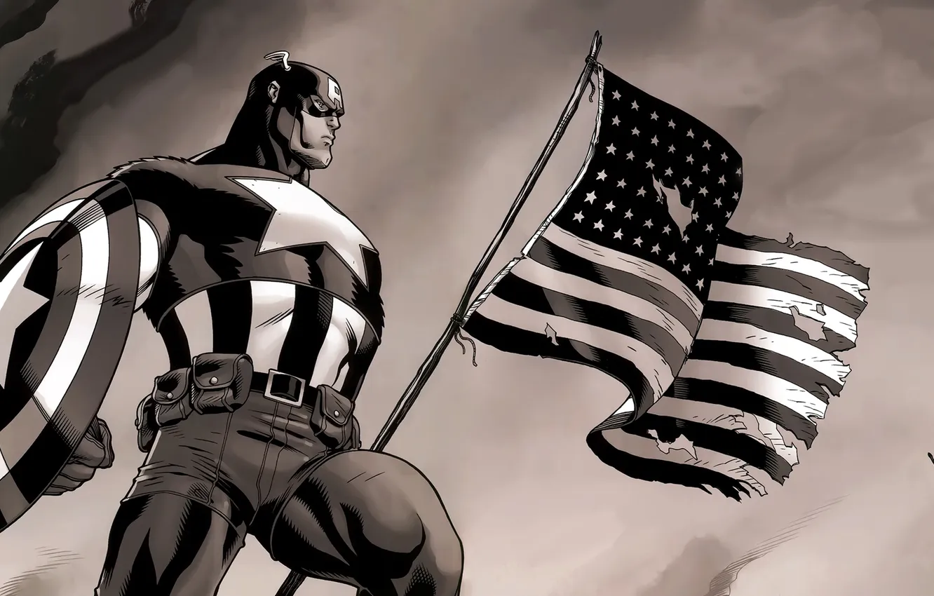 Photo wallpaper marvel, comic, comics, captain america, captain America, super hero