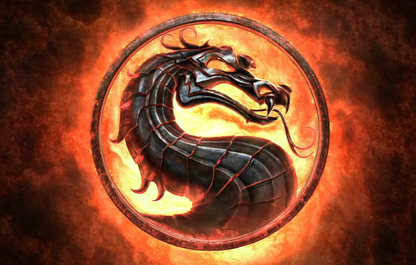 Photo wallpaper language, fire, flame, sign, dragon, emblem, Mortal Kombat, Mortal Kombat