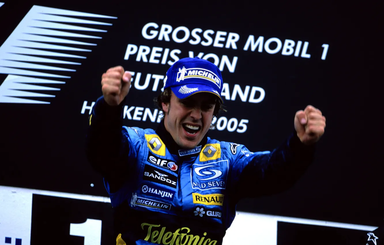 Photo wallpaper victory, podium, Alonso