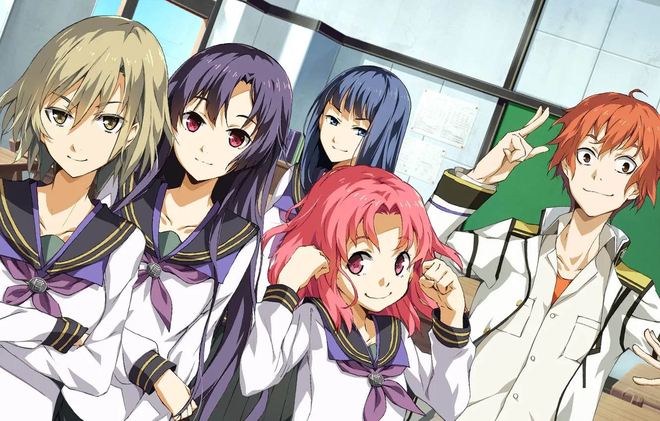 Photo wallpaper g yuusuke, game cg, Soushuu Senshinkan Gakuen Hachimyoujin, Tatsunobe Ayumi, Gadou Rinko, Sera Mizuki, Manase …