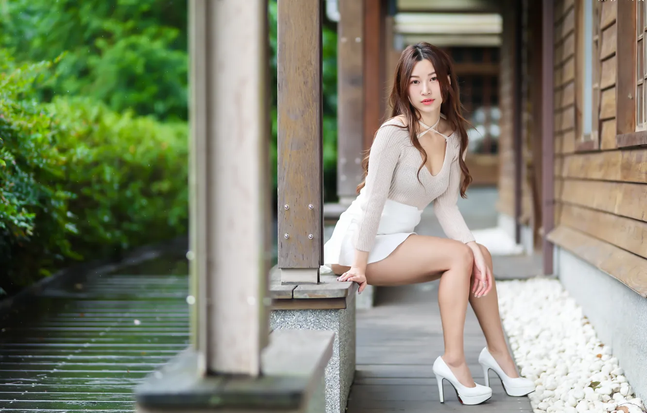 Photo wallpaper girl, pose, Asian