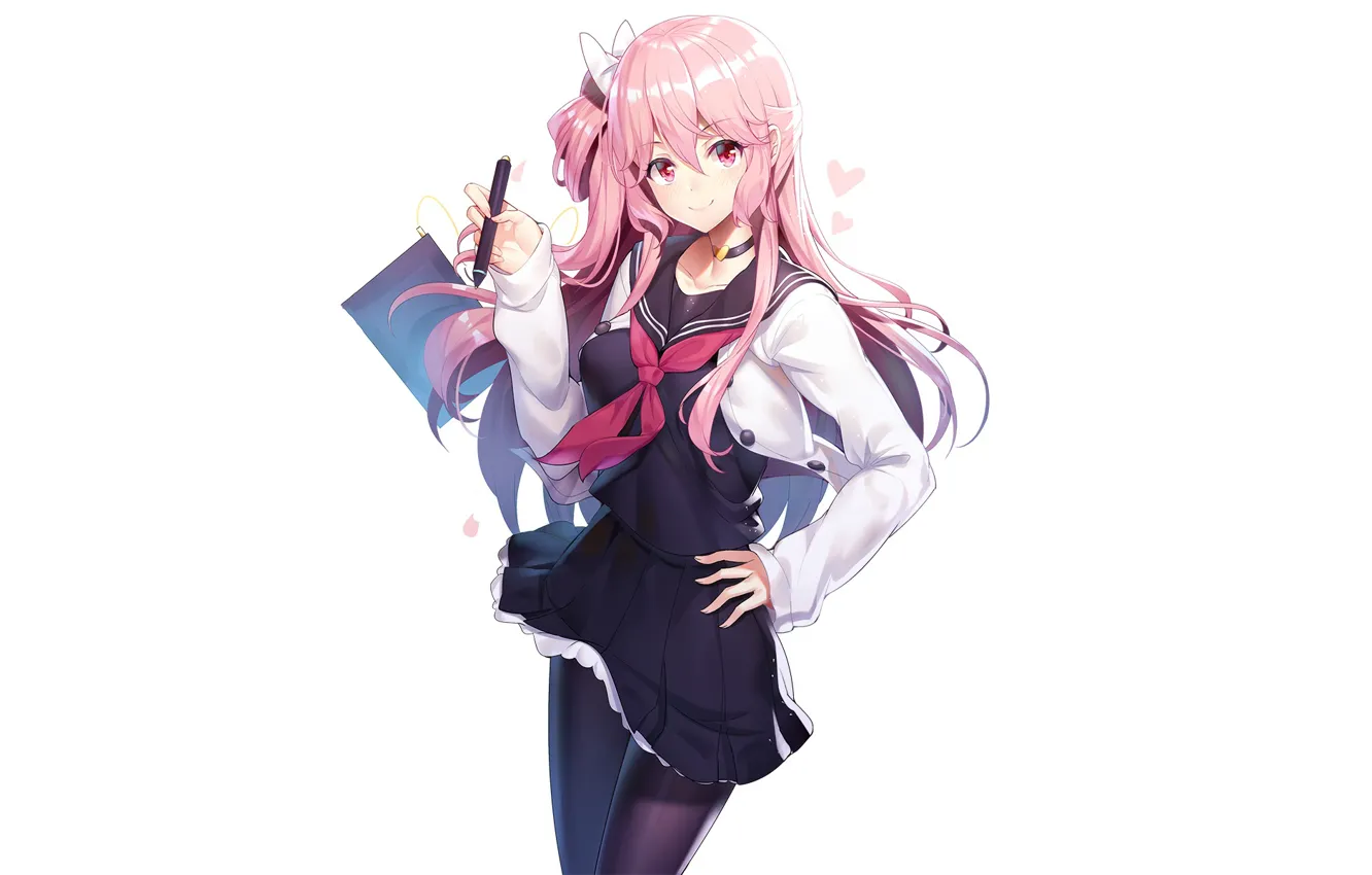 Photo wallpaper girl, background, pink hair