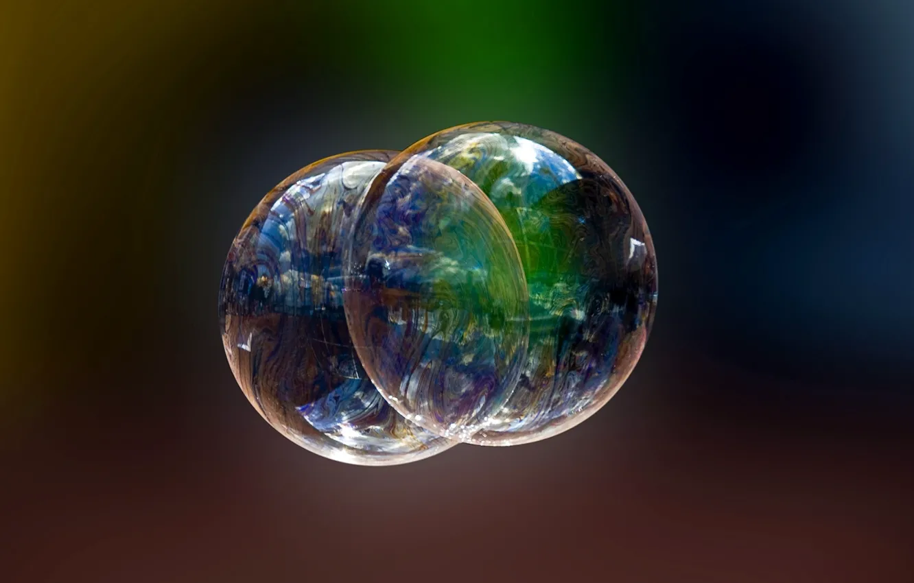 Photo wallpaper macro, circles, bubbles, balls, pair, sphere, soap