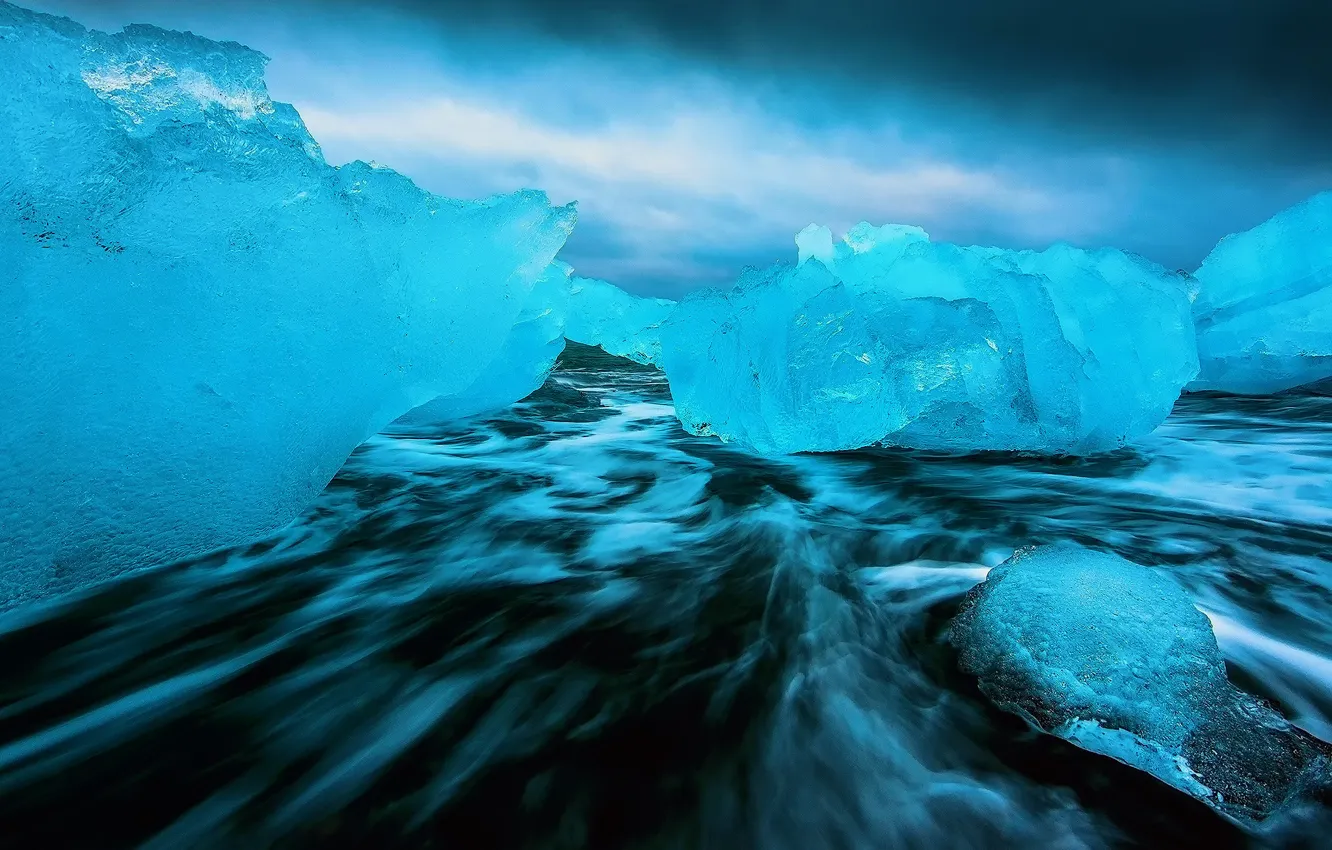 Photo wallpaper sea, nature, ice, excerpt, dark water