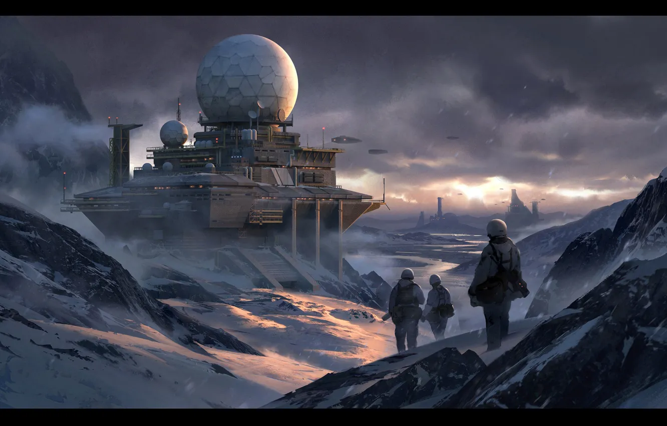 Photo wallpaper snow, balls, construction, Snow Base, radarbase