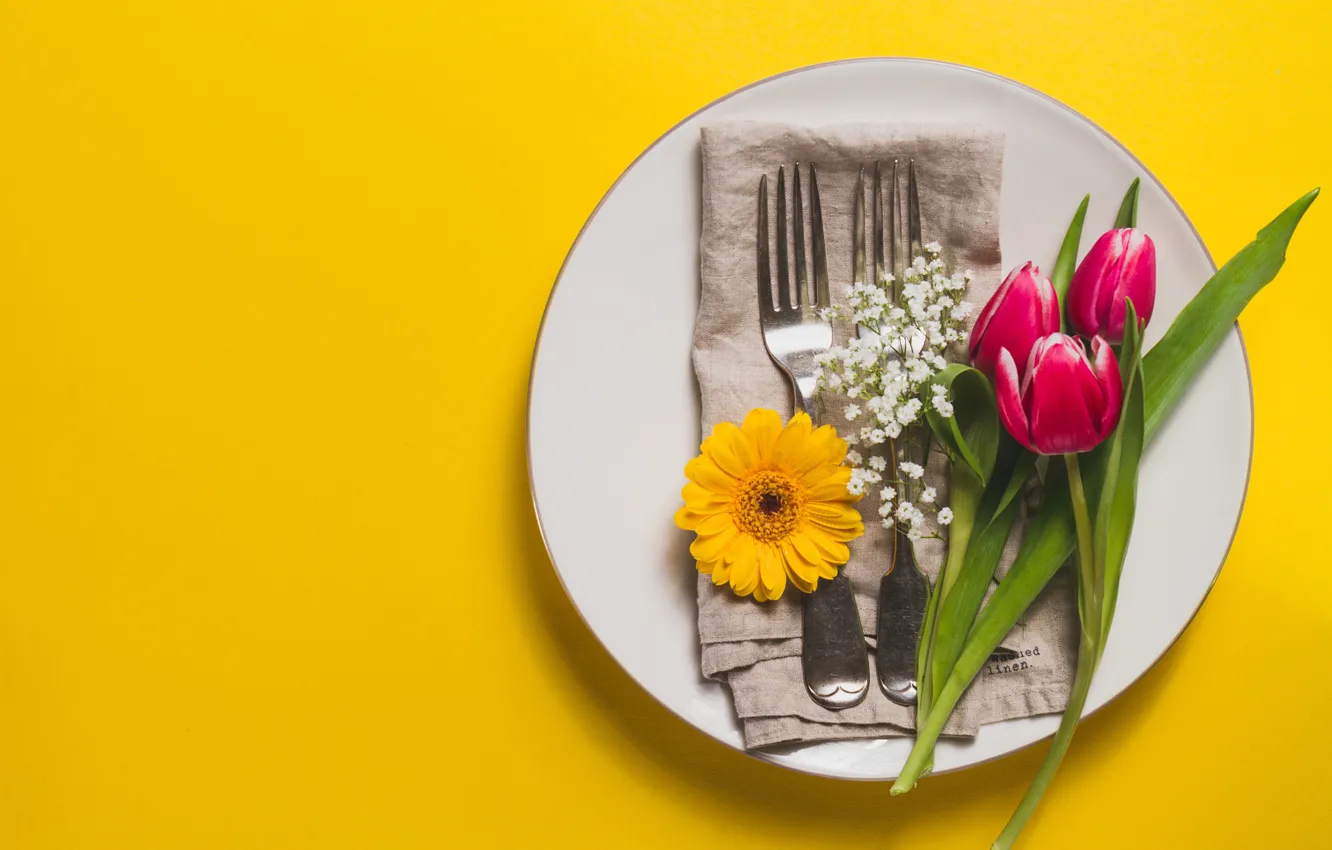 Photo wallpaper flowers, tulips, serving