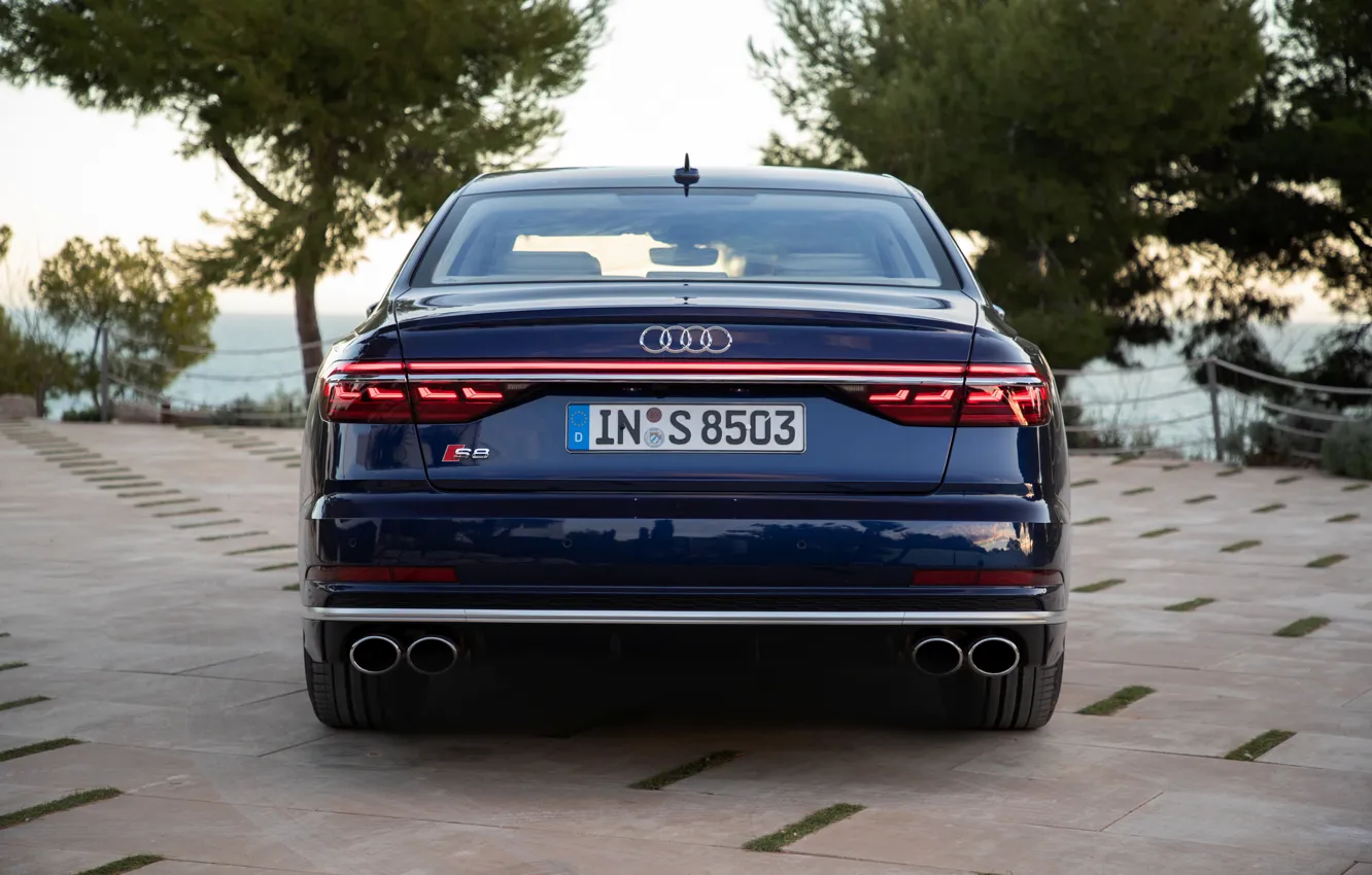 Photo wallpaper blue, Audi, sedan, Audi A8, feed, Audi S8, 2020, 2019